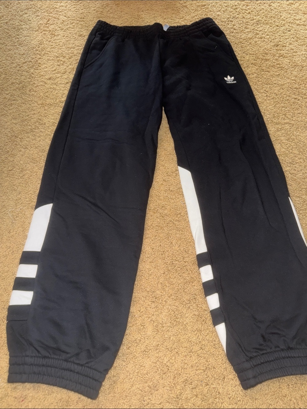 adidas Black Joggers with White Side Panels